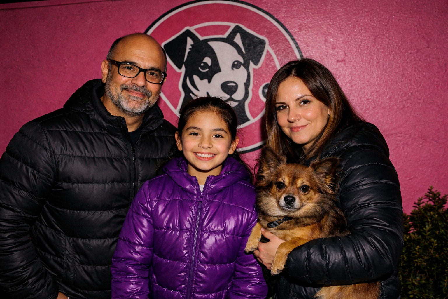 Original family with their dog photo used for personalized coloring book
